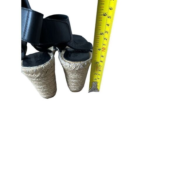 VINCE Espadrille Wedges Black Leather Sandals size 7 - Picture 4 of 11